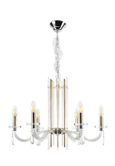 Фото Люстра Crystal Lux AURELIO SP6 GOLD+CHROME/TRANSPARENT
