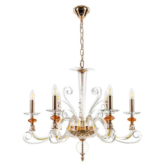 Фото Люстра Crystal Lux CATARINA SP6 V2 GOLD/TRANSPARENT-COGNAC