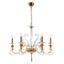 Фото Люстра Crystal Lux CATARINA SP6 V2 GOLD/TRANSPARENT-COGNAC