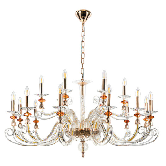 Фото Люстра Crystal Lux CATARINA SP12+6 V2 GOLD/TRANSPARENT-COGNAC