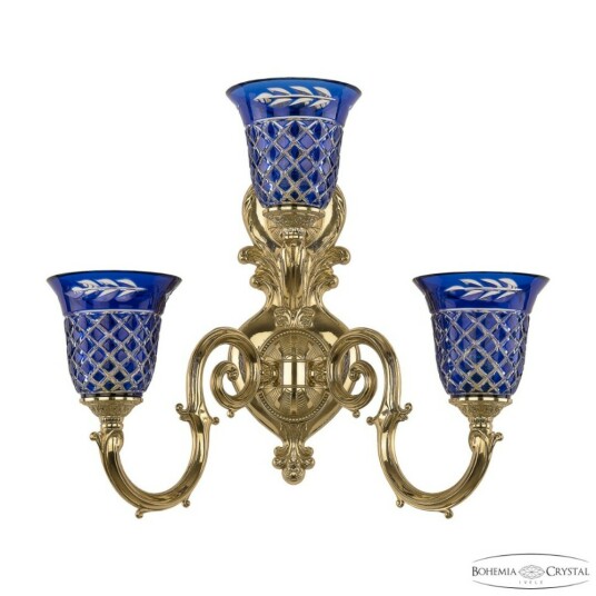 Фото Бра бронзовые с хрусталём 7203B16/2+1/210 G P2 U Clear-Blue/H-1J