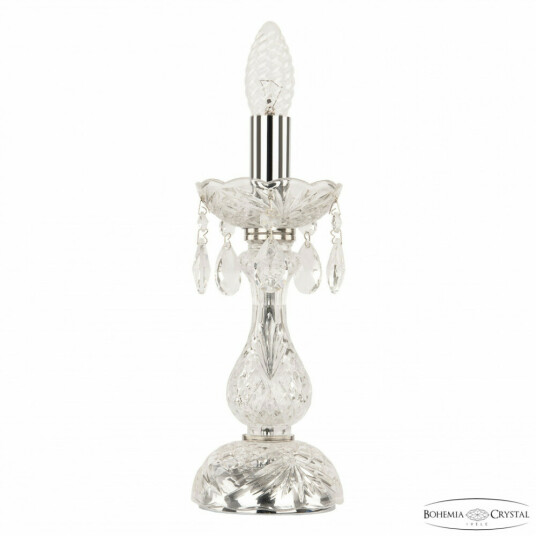 Фото Настольная лампа с хрустальными подвесками 107L/1-27 Ni Bohemia Ivele Crystal
